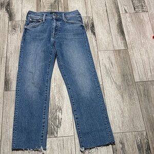 Mother Hiker Hover wash, Penny for Your Thoughts Classic Straight-Leg Blue Jeans